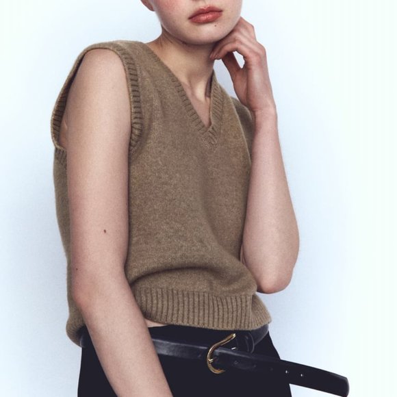 MINT CONDITION Vintage 90s French Connection Wool V-Neck Sweater Vest Sz S - Picture 5 of 6